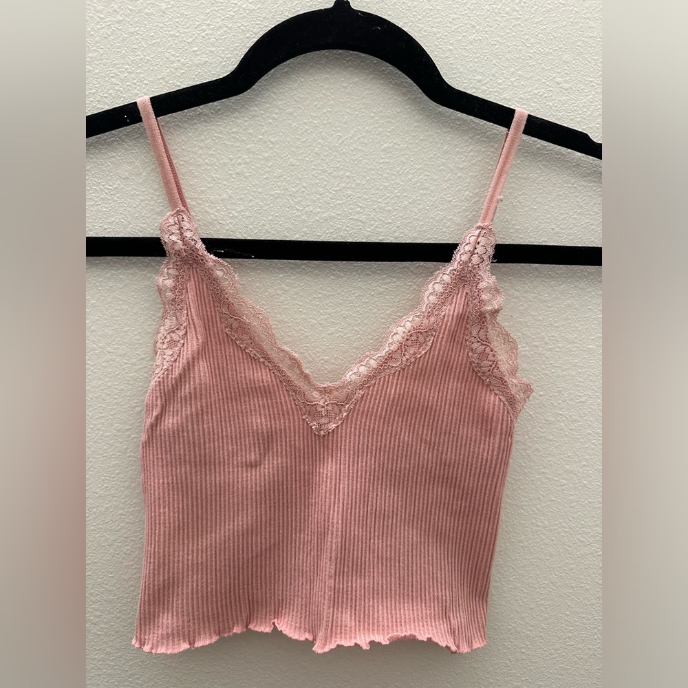 Forever 21 Pink Lace Ribbed Camisole